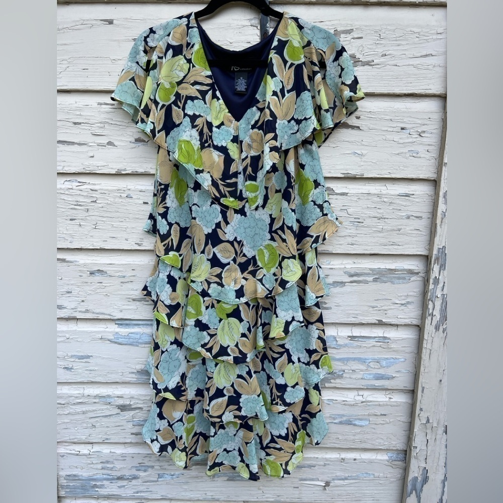 KS Collection 90s Y2K Fairycore Floral Tiered Flowy Friends Midi Sheer Dress 12